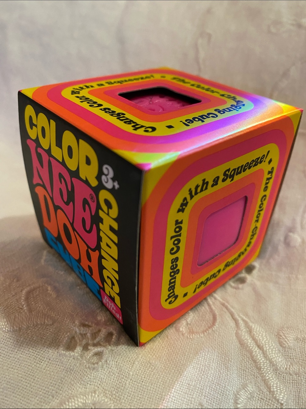 NeeDoh Cube Color Change Pink Authentic Squishy Fidget Toy New SHIPS TODAY